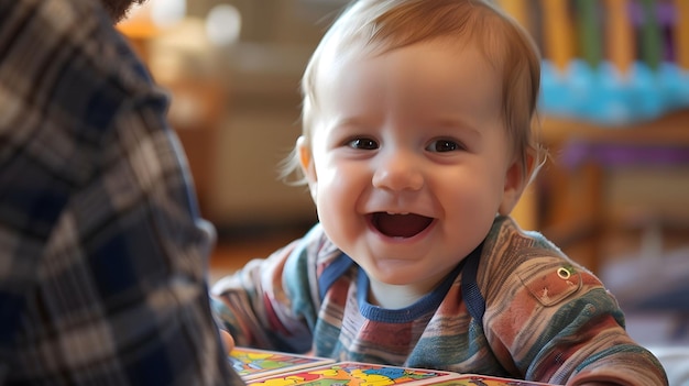 Familien-Spiel-Abend Babys lachen bei albernen Antiken