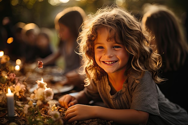 Familienfreude beim Outdoor-Treffen generative IA