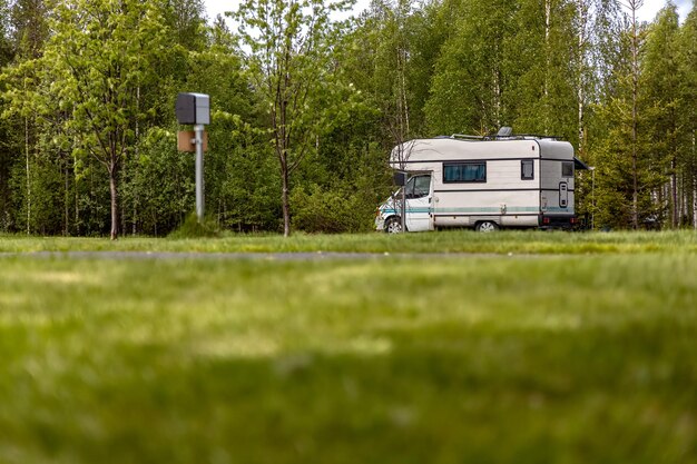 Familienurlaub Reise RV, Urlaubsreise im Wohnmobil, Caravan Auto Urlaub.