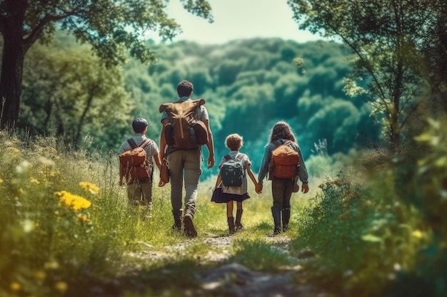 Familienwanderung im Wald