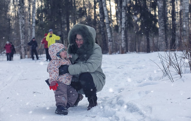 Familienwanderungen im Winter Park am Wochenende