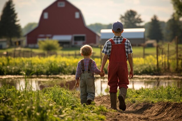 Foto family_arrival_charming_farm