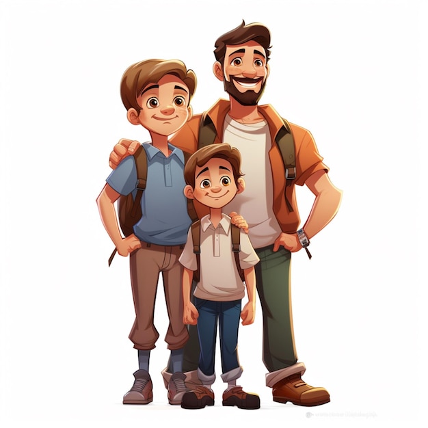 Family Man Boy Boy 2d-Cartoon-Illustration auf Weiß