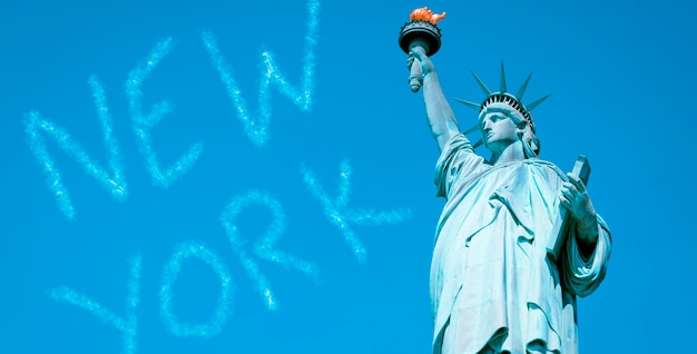 Famosa Estatua de la Libertad, Nueva York, procesamiento fotográfico especial.