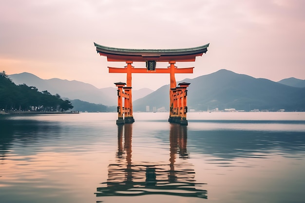 la famosa puerta torii flotante en japón