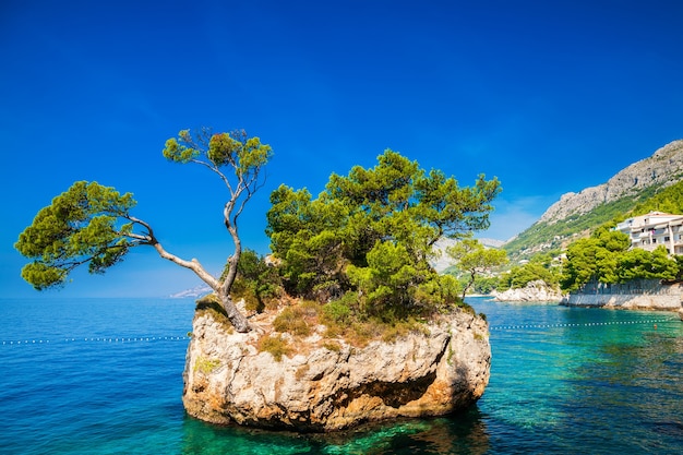 Famosa rocha de Brela perto da praia de Punta Rata, Makarska Riviera, Croácia