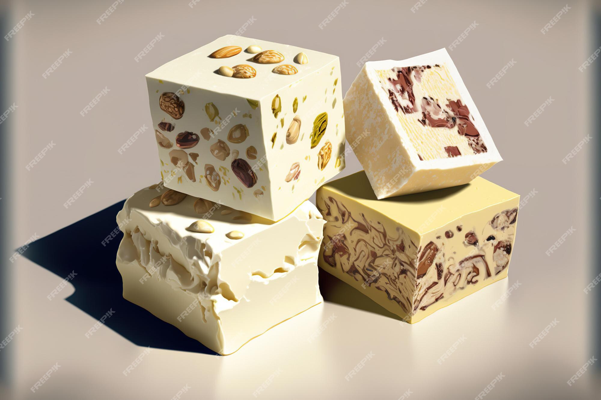 Famoso nougat vienense schichtnougat como ildefonso e cubos de nougat  dobrados