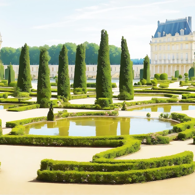 Famoso palácio Versalhes com belos jardins ao ar livre perto de Paris França The Palace Versailles