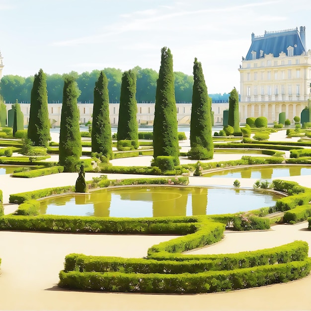 Famoso palacio de Versalles con hermosos jardines al aire libre cerca de París Francia El Palacio de Versalles