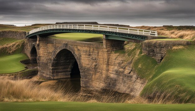 El famoso puente Swilken o Swilcan sobre Swilken Burn entre el primero y el