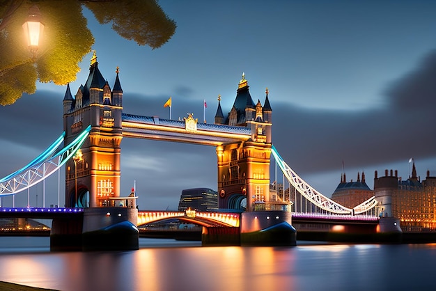 Famoso puente de la torre en la noche londres inglaterra