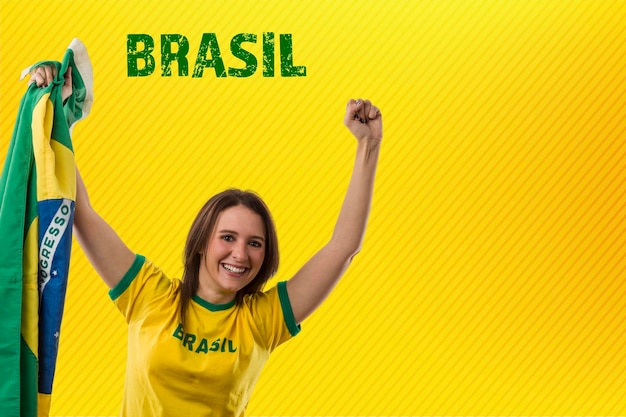 Fan brasileña femenina celebrando