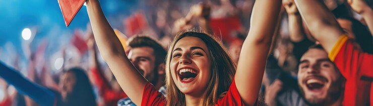 Los fanáticos emocionados celebran la victoria con un fondo enérgico