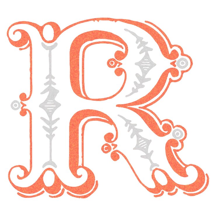 Foto fancy r alfabeto antiguo fuente png