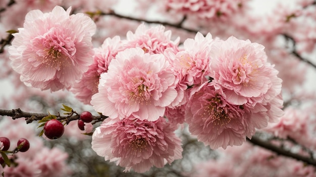 Fangen Sie die Essenz der flüchtigen Schönheit der japanischen Kirschbäume in voller Blüte gegen eine ruhige