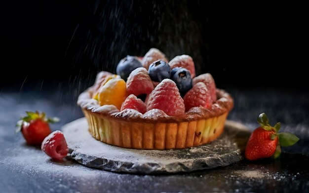 Fangen Sie die Essenz der Fruit Tart Patisserie in einer köstlichen Food-Fotografie ein