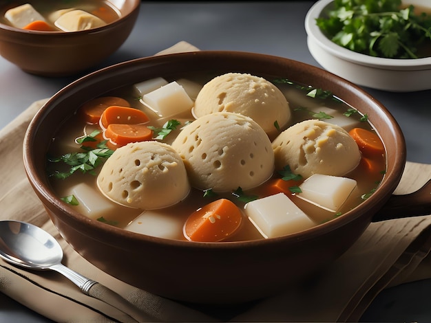 Fangen Sie die Essenz der Matzo Ball Suppe in einer köstlichen Food-Fotografie ein