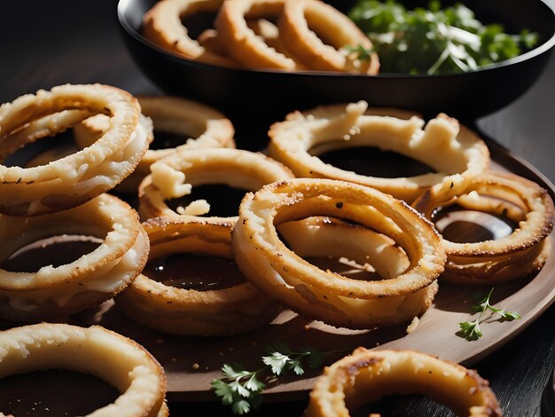 Foto fangen sie die essenz von onion rings in einer köstlichen food-fotografie ein