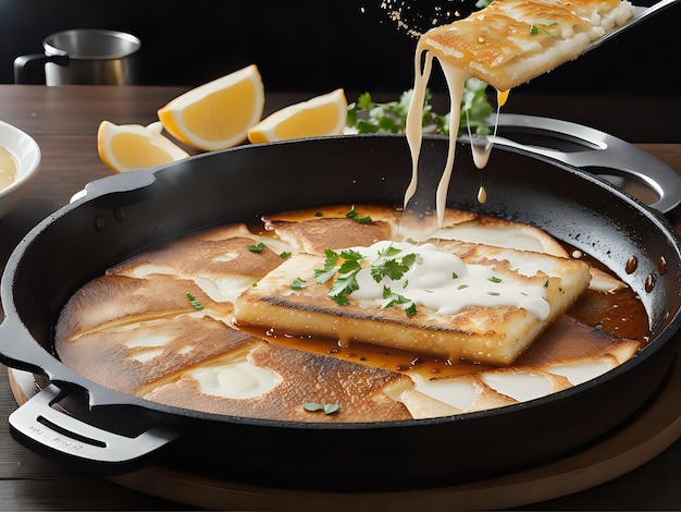 Fangen Sie die Essenz von Saganaki in einer köstlichen Food-Fotografie ein