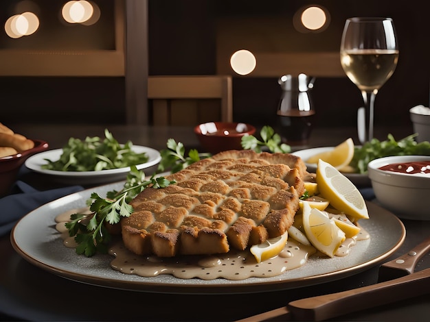 Fangen Sie die Essenz von Wiener Schnitzel in einer köstlichen Food-Fotografie ein