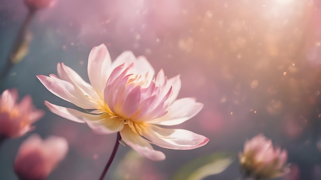 Fangen Sie die flüchtige Schönheit einer blühenden Blume in einem abstrakten Hintergrund mit weichen Blütenblättern ein