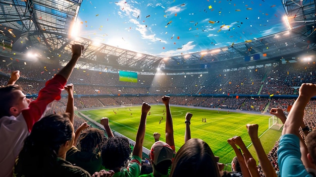 Fans im Stadion mit erhobenen Händen