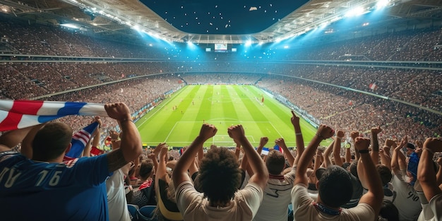 Fans zeigen aufgeregte Geste bei einem aufregenden Fußballspiel im Stadion AIG41