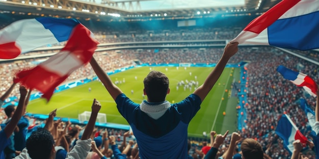 Fans zeigen aufgeregte Geste bei einem aufregenden Fußballspiel im Stadion AIG41