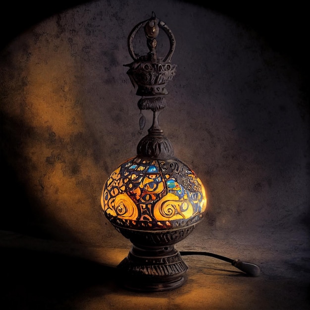 Fantasía abstracta antigua antigua lámpara Aladin generativa ai