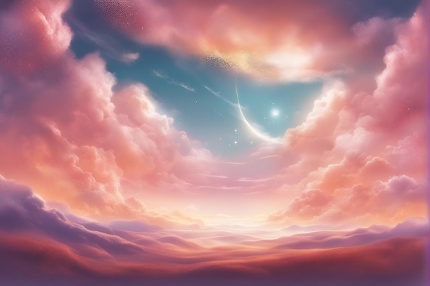Fantasia arte realista estética sonhadora nuvem fundo luz solar brilho céu nublado
