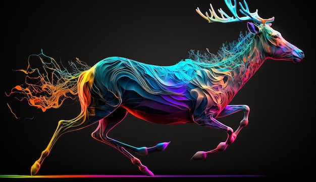 Fantasía corriendo ciervo animal ilustración imagen ai generador arte