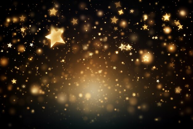 Foto fantasia de explosão de estrelas estrelas douradas espumantes explosão de confete