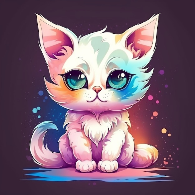 fantasia de gatinho fofo e adorável de desenho animado surreal