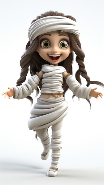 Fantasia de Halloween para Múmia de desenho animado 3D de menina