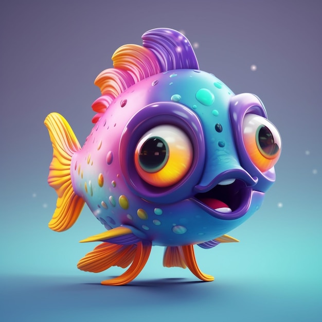 fantasia de peixe bonito e adorável dos desenhos animados surreading onírico