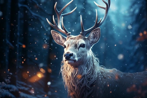 Foto fantasia encantadora cervo de natal capturado em tirar o fôlego