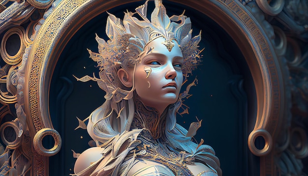 Fantasia Ethereal Baroque Angel estátua linda mulher de pedra Generative AI