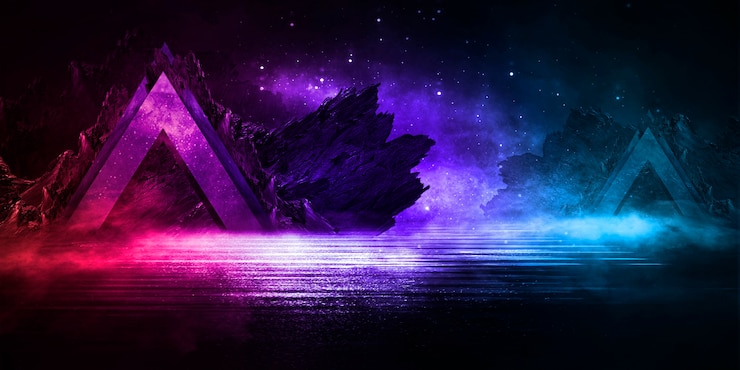 Foto fantasia futurista de paisagem noturna abstrata com o brilho do luar da ilha