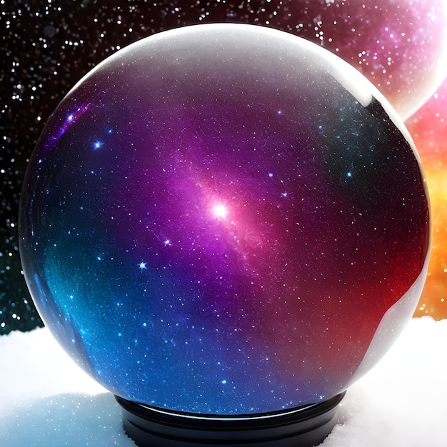 Foto fantasia generativa ai glassformism espaço nebulosa terra estão contidos dentro de uma esfera de vidro
