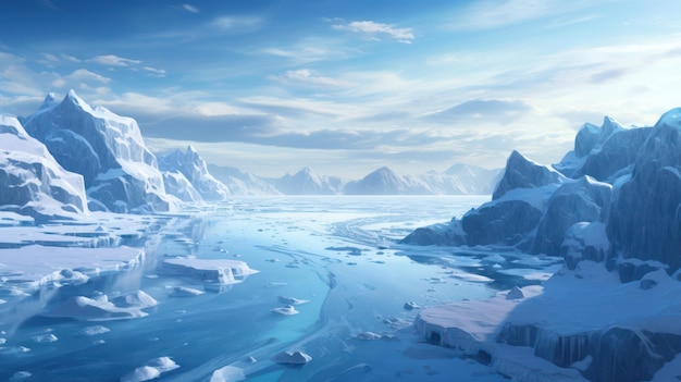 Fantasía iceberg en el océano Ilustración 3D 3D CG Alta resolución