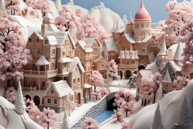 Fantasía de invierno Reino en miniatura cubierto de nieve 84