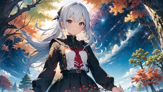 Garota de anime em uma cidade com o nome hibiki na frente