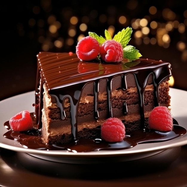 La fantasía del pastel de chocolate divinamente rico
