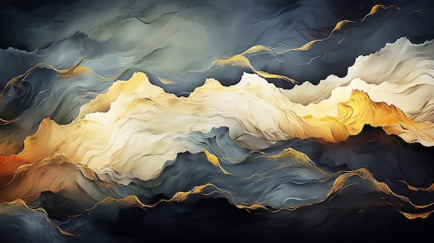 Fantasie-Wolkenlandschaft mit Sternen und Halbmond Aquarell-Hintergrund