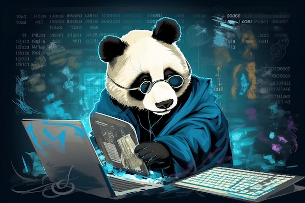 Fantasievolles Kunstwerk, das einen Panda-Charakter mit generativer KI zeigt