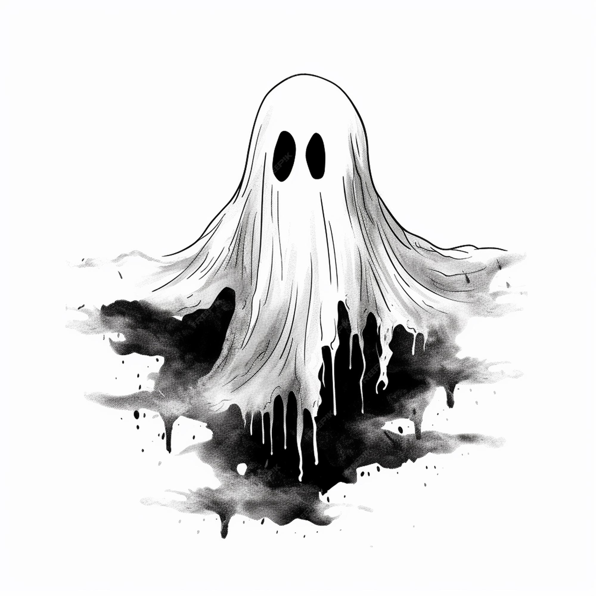 Fantasma assustador de desenho animado desenhado à mão