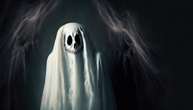 Fantasma assustador em fundo escuro