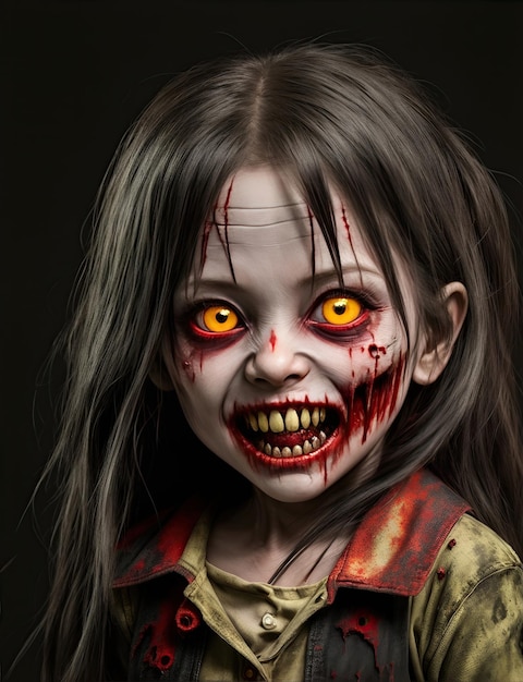 Fantasma aterrador, niños, zombie, horror, espeluznante, aterrador, tiene cabello que cubre la cara