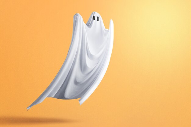 Fantasma blanco inquietante con un fondo de color. Concepto de halloween