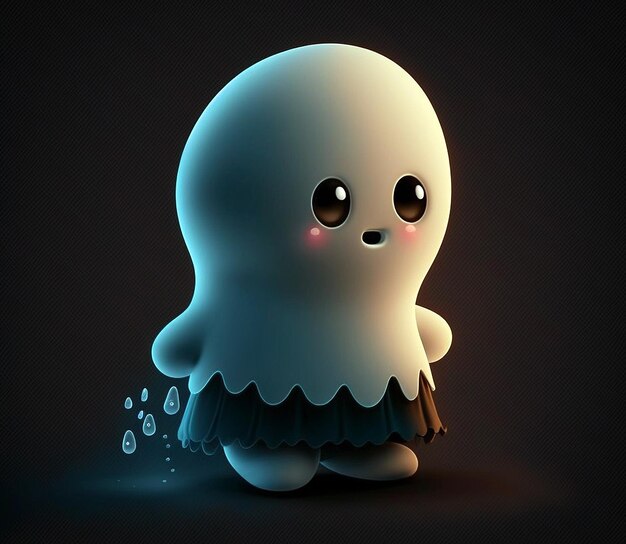Fantasma bonito de Halloween com ilustração de fundo preto por IA generativa